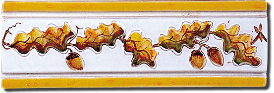 Carrelage - Décoration - Frise 7.5 x 22 Feuille de Chêne - Motif - Design - Faïence de Provence à Salernes